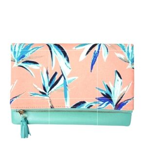 Rachel Pally NWOT Limited Edition Reversible Tropical Clutch In Seafoam Green‎